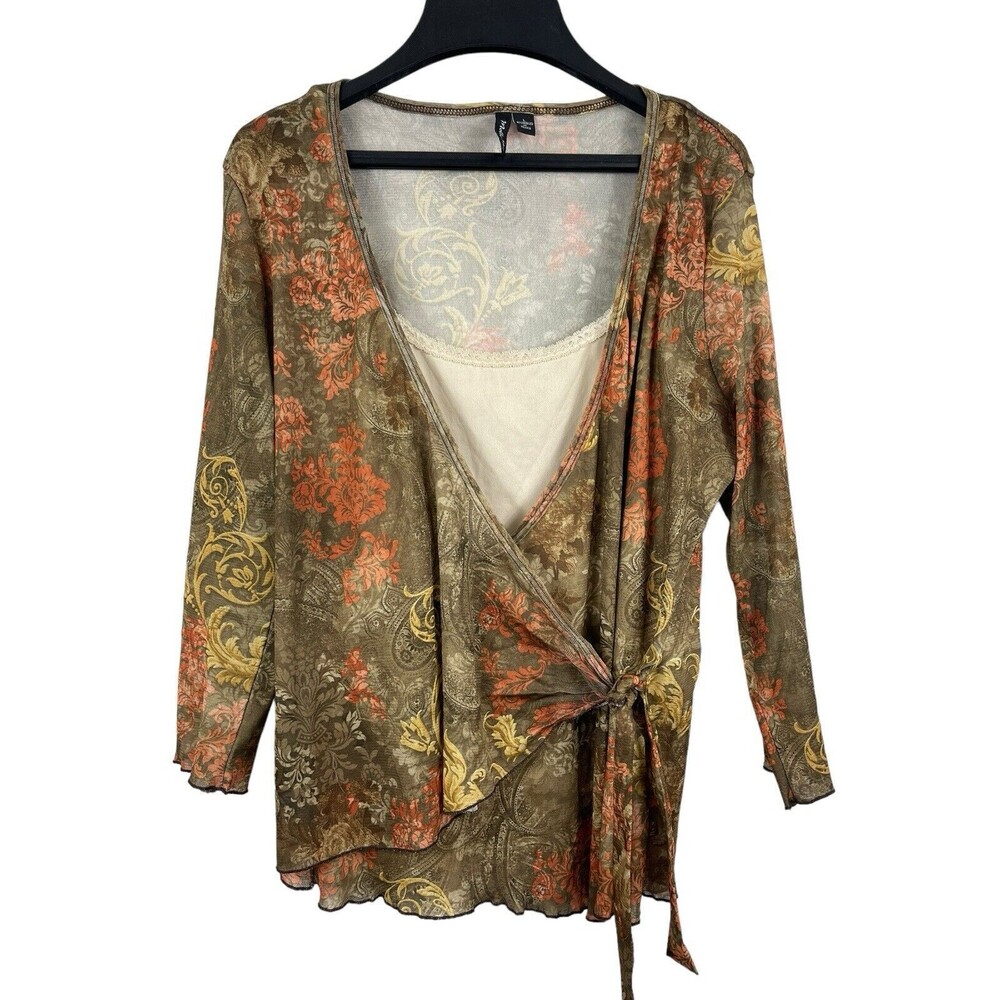 VTG Molly Maxi Mesh Fall Colors Connected Wrap Top L Y2K 90s